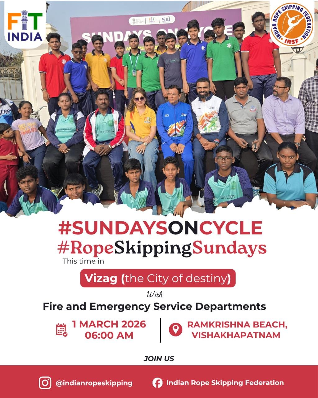 Indian Rope Skipping Federation Boosts FIT INDIA Movement Through Sundays on Cycle