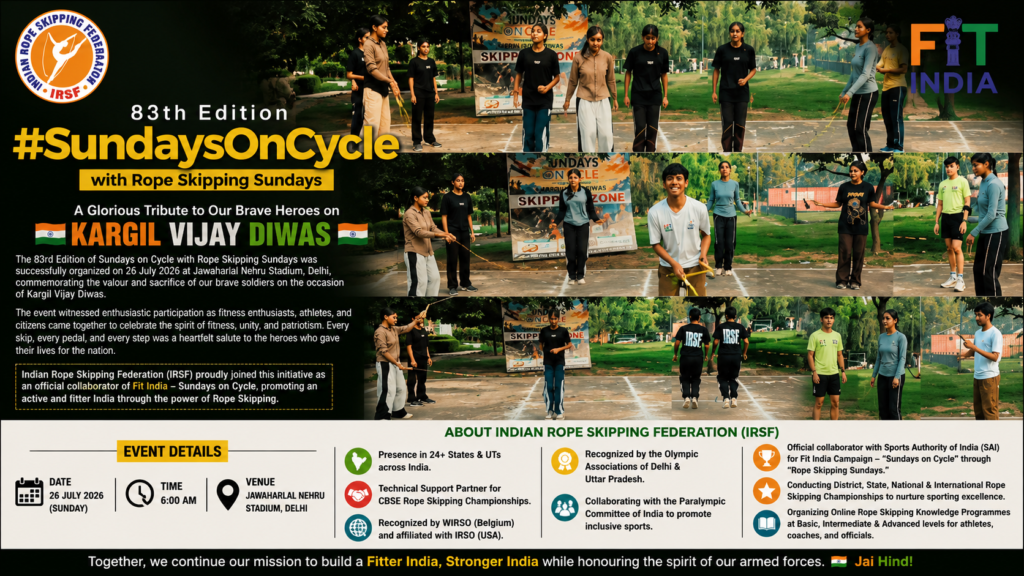 83rd Sundays on Cycle with Rope Skipping Sundays commemorating Kargil Vijay Diwas at Jawaharlal Nehru Stadium, Delhi