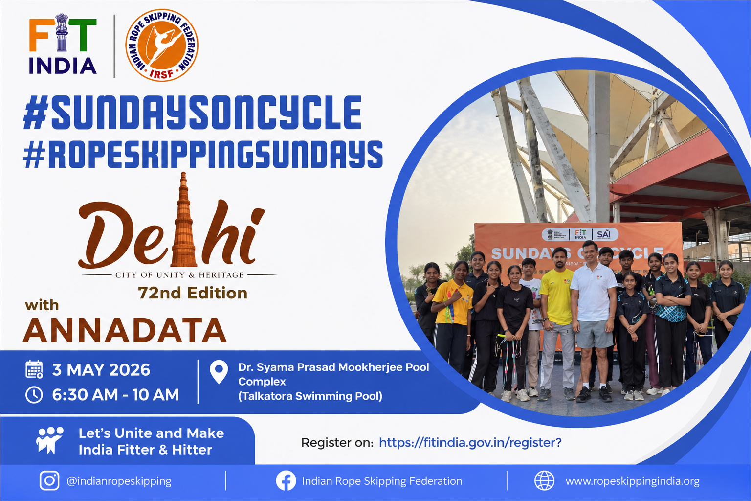 72nd Edition of Sundays On Cycle & Rope Skipping Sundays Celebrates Annadata in Delhi
