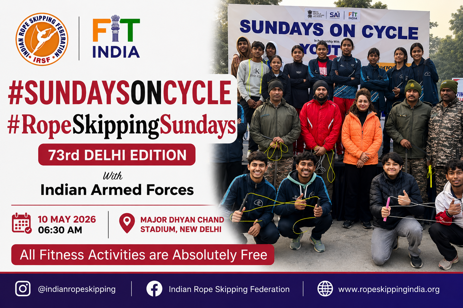 73rd Edition of Sundays On Cycle & Rope Skipping Sundays Promotes Fitness and Unity in Delhi