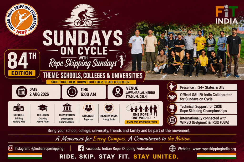 84th Sundays on Cycle with Rope Skipping Sundays at Jawaharlal Nehru Stadium, Delhi