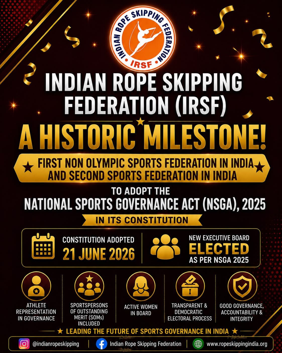 NSGA 2025: Indian Rope Skipping Federation Creates History with New Constitution