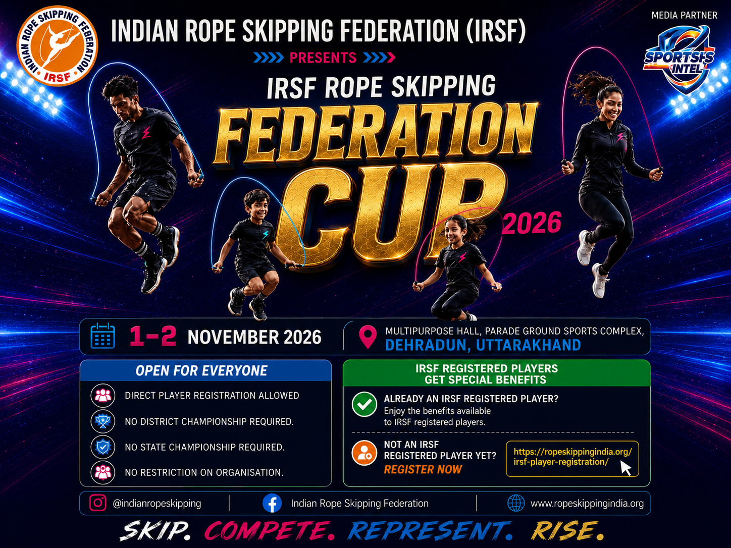 IRSF Rope Skipping Federation Cup 2026: India’s Biggest Rope Skipping Celebration Coming to Dehradun