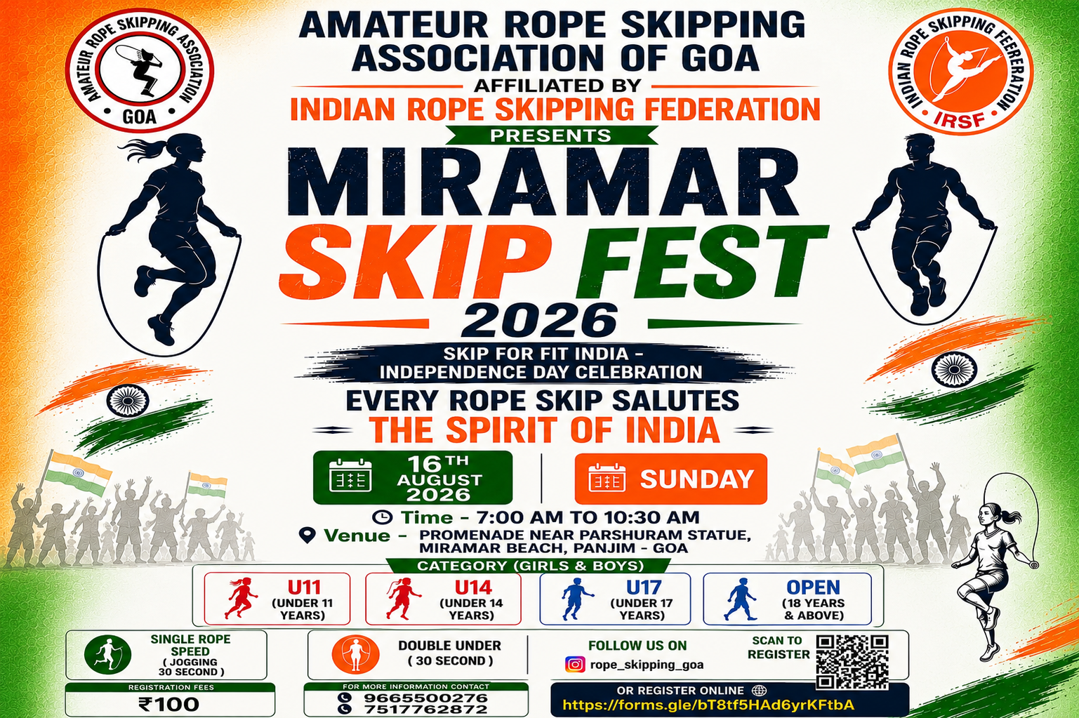 Miramar Skip Fest 2026: Independence Day Rope Skipping Event in Goa